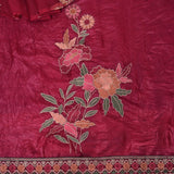 Magenta Pink Crush Tissue Unstitched Suit Set