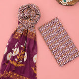 Maghony Wine Cotton Unstitched Suit Set