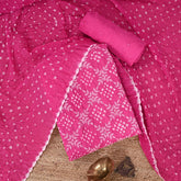 Magnite Pink Bandhani Cotton Suit Set