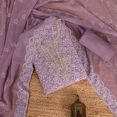 Mauve Chikankari Georgette Unstitched Salwar Suit