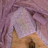 Mauve Chikankari Georgette Unstitched Salwar Suit