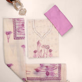 Mesmerising Lavender Kota Doriya Unstitched Suit Set
