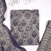 Mink Grey Ajrak Print Cotton Unstitched Suit Set