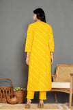 Monsoon Yellow Bhandej Cotton Suit Set