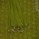 Moss Mehandi Bandhani Cotton Unstitched Suit Set