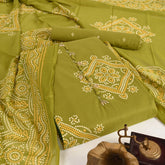 Moss Mehandi Bandhani Cotton Unstitched Suit Set
