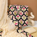 Motif Print Muslin Unstitched Suit Set