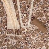 Muddy Floral Cotton Unstitched Suit Set