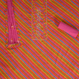 Multi Leheriya Cotton Unstitched Salwar Suit