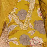 Munsell Mustard V Neck Cotton Unstitched Salwar Suit