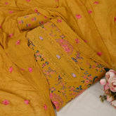Mustard Floral Cotton Unstitched Suit Set