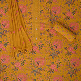Mustard Floral Cotton Unstitched Suit Set