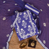 Neon Blue Cotton Unstitched Salwar Suit