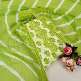 Neon Green Batiq Cotton Unstitched Suit Set