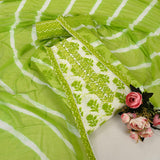 Neon Green Batiq Cotton Unstitched Suit Set