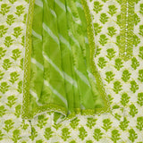 Neon Green Batiq Cotton Unstitched Suit Set