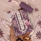 New Mauve Palm Cotton Unstitched Salwar Suit