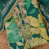 New Pine Green Chinnon Unstitched Salwar Unstitched Suit