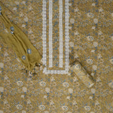 Old Caramel Kalamkari Cotton Unstitched Suit Set