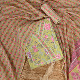 Olive Green Floral Cotton Unstitched Salwar Suit