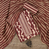 Peanut Brown Abstract Cotton Unstitched Suit Set