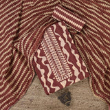 Peanut Brown Abstract Cotton Unstitched Suit Set