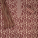 Peanut Brown Abstract Cotton Unstitched Suit Set