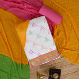 Pearl White French Knot Cotton Unstitched Suit Set