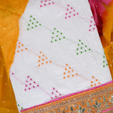 Pearl White French Knot Cotton Unstitched Suit Set