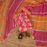 Pink Floral Full Embroidered Cotton Unstitched Suit Set