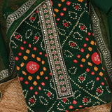 Pithalo Green Chinnon Bhandej Unstitched Salwar Suit