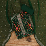 Pithalo Green Chinnon Bhandej Unstitched Salwar Suit