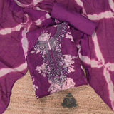 Popy Wine Organza Unstitched Suit Set