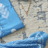 Powder Blue Motif Print Cotton Unstitched Suit Set