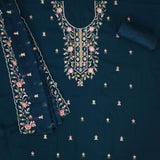 Prusian Blue Silk Unstitched Suit Set