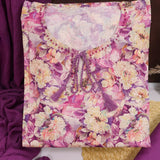 Purple Floral Glazed Cotton Unstitched Suit Set