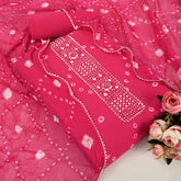 Rani Hand Bhandej Cotton Unstitched Suit Set