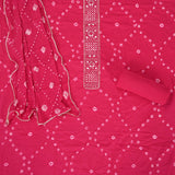 Rani Hand Bhandej Cotton Unstitched Suit Set