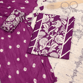 Rasin Wine Leheriya Cotton Unstitched Suit Set