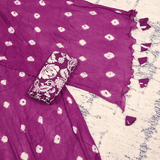 Rasin Wine Leheriya Cotton Unstitched Suit Set