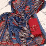 Red Ajrakh Cotton Unstitched Suit Set