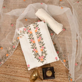 Sable White Muslin Unstitched Salwar Unstitched Suit