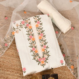 Sable White Muslin Unstitched Salwar Unstitched Suit