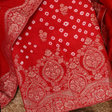 Salasa Red Bhandej Silk Unstitched Salwar Unstitched Suit
