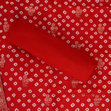 Salasa Red Bhandej Silk Unstitched Salwar Unstitched Suit