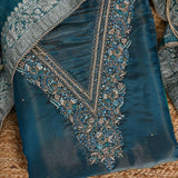 Sapphire Blue Exclusive Tissue Unstitched Salwar Suit