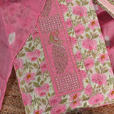 Skimmed Cream Flower Cotton Unstitched Salwar Suit