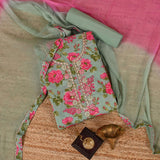 Smith Green Floral Cotton Unstitched Salwar Unstitched Suit