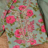 Smith Green Floral Cotton Unstitched Salwar Unstitched Suit