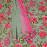 Smith Green Floral Cotton Unstitched Salwar Unstitched Suit
